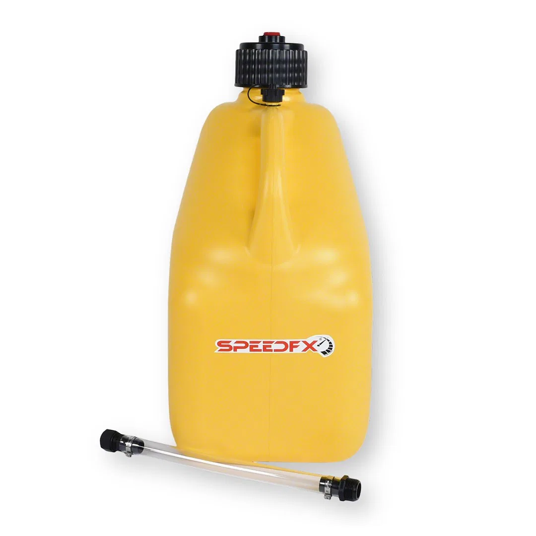 8833 – SPEEDFX Liquid Storage Container, Yellow 5 Gallon Capacity Plastic With Filler Hose and Cap